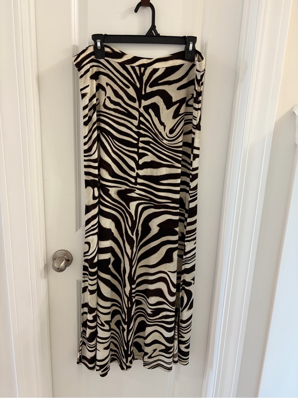 Zebra Print Black and White Maxi Skirt